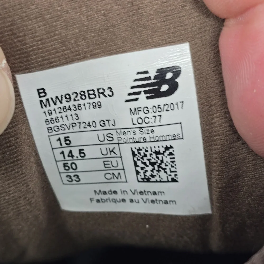 New Balance 928v3 Shoes Mens Size 15 B Walking Sneakers MW928BR3 Brown Leather